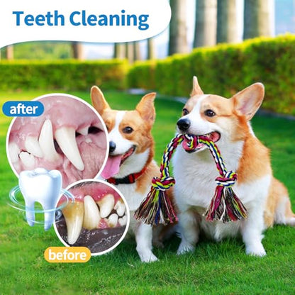 WDZZHOT [2 Pack] Dog Rope Toys, Dog Chew Toy for Medium and Small Dogs, 3 Knots Heavy Duty Puppy Rope Toy, 100% Cotton Tug of War Dog Toys for Boredom, Teeth Cleaning - color: red+blue