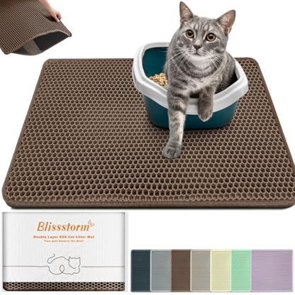 Extra Large Waterproof Cat Litter Mat - 31x24 Inch Honeycomb Double Layer Traps Litter, Waterproof & Non-Slip Floor Protector, Easy Clean, Odor-Free, Brown - color: Brown