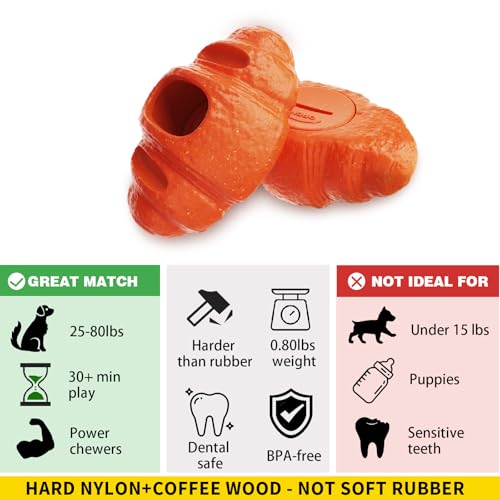 Durable Frozen Dog Chew Toy for Aggressive Chewers,Interactive Treat Dispensing Toy for Crate Training & Anxiety Relief,Food-Grade Nylon, Coffee Wood Fiber, Easy to Clean,For Medium & Large Dogs
