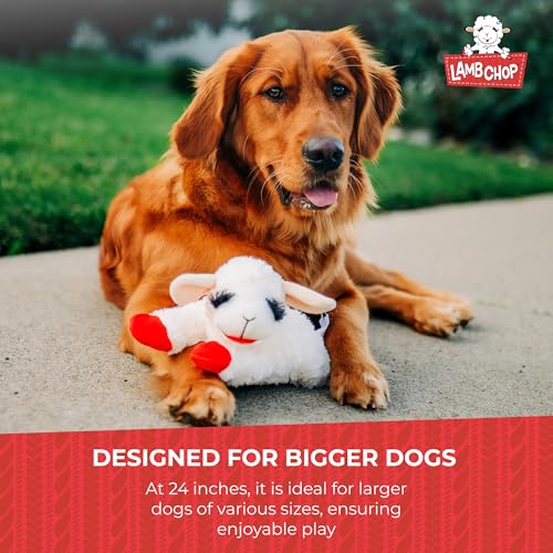 Multipet Lamb Chop Dog Plush Toy - Squeaky Toy for All Dogs - Extra Soft Plush - Stuffed Animal for Cuddling & Playing - Jumbo (24", Cream) - size: 24" Jumbo, style: White