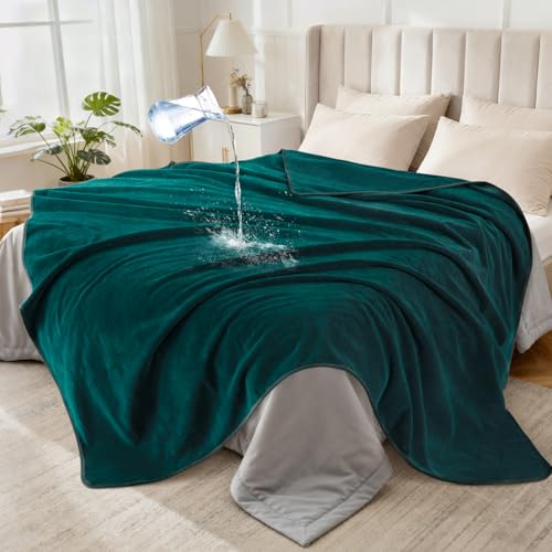 LOOBANI Waterproof Blanket for Bed Couch: Soft Coral Fleece Twin Bed Blankets Waterproof 60" x 80", Reversible Leakproof Throw Blanket, Stain-Resistant Furniture Protector, Pet-Friendly, Green - color: Green, size: 60" x 80"