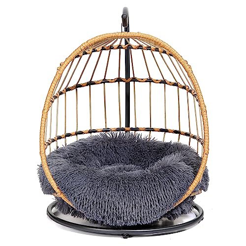 SWITTE Cat Hammock Chair Bed - Removable & Washable Cushion, Hanging Rattan Swing for Indoor Outdoor Cats & Small Dogs, Adjustable Pet Swinging Hammock with 3 Modes - Dark Grey - color: Dark Grey