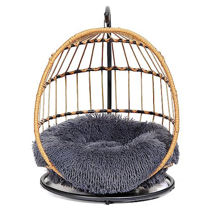 SWITTE Cat Hammock Chair Bed - Removable & Washable Cushion, Hanging Rattan Swing for Indoor Outdoor Cats & Small Dogs, Adjustable Pet Swinging Hammock with 3 Modes - Dark Grey - color: Dark Grey