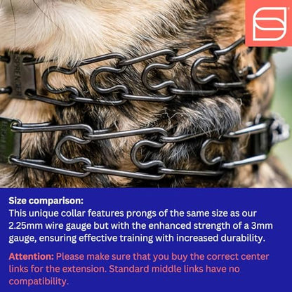 Herm Sprenger Black Stainless Steel Dog Collar with Short Links and Quick Release ClicLock Buckle Made in Germany (20in x 3.0mm (Neck Size up to 16-17in) - color: Black Stainless Steel, size: 3.0 mm x 16-17 in Neck Size; 20 in Chain Length