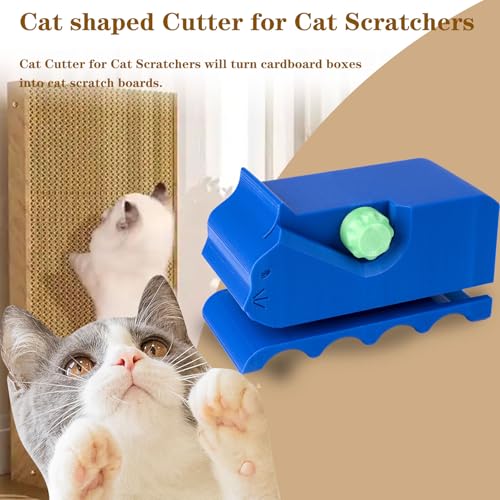 Cardboard Cutter for Cat Scratchers with 10pcs Blade,3D Printed Card Board Cutter Kids DIY Cat Scratchers Cardboard Strip Tool Machine for Cat Lovers (Blue) - color: Blue