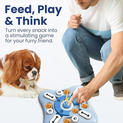 PAWSPIK Interactive Dog Puzzle Toy – Treat Dispensing Slow Feeder for Dogs, Mental Enrichment Toy with Squeaker & 16 Compartments – Durable, Non-Slip, Dishwasher Safe – Light Blue (Light Blue) - color: Light Blue