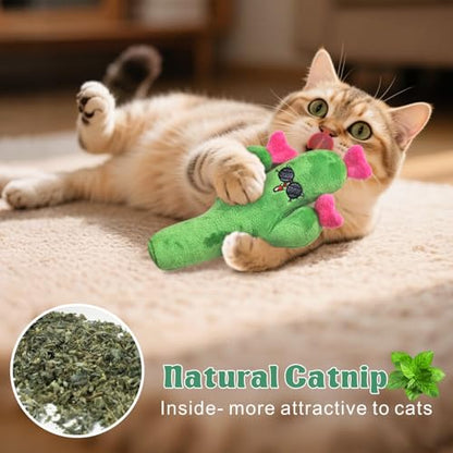 Catnip Cat Toys Cactus Crinkly Sound 5 Pack Interactive Chew Kitten Cat Toys for Indoor Cats Exercise Cat nip Toy to Stimulate Play & Reduce Boredom