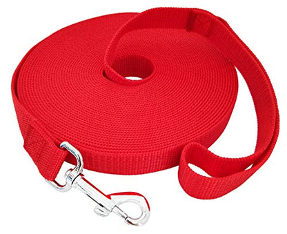 TAIDA 20ft 30ft 40ft 50ft Nylon Long Training Dog Leash for Small Medium Large Dogs, Long leashes Dog/Puppy Lead for Obedience Recall Training, Camping, or Backyard, 1 inch Wide (40 Foot, Red)