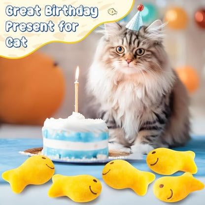 Goldfish Cracker Catnip Stuffed Toys for Cats- Pet Days 5Pcs Goldfish Organic Kittens Toys Funny Yellow Indoor Cats Chew Bite Teething Tools Kittens Birthday Gifts Interactive Pet Supplies - style: Goldfish Cracker