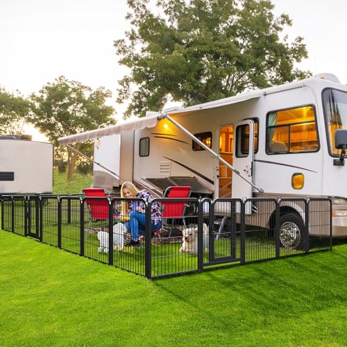 Yaheetech Dog Playpen Outdoor, 24 inch 8 Panels Dog Pen Indoor Heavy Duty Puppy Exercise Pen Metal Pet Fence for RV Camping/Yard/Garden - size: 24"