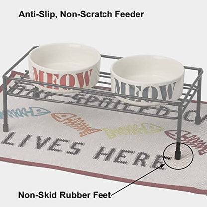 PetRageous 81030 Gizmo's Set The Table Steel Frame Dog Feeder, 3-Inch Tall Dining Table by 13-Inch Long and 5.75-Inch Wide, Holds Two 5.5-Inch Diameter Bowls, for Small and Medium Dogs and Cats, Black - size: 3-Inch Height