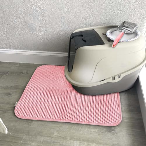 WePet Cat Litter Mat, Kitty Litter Trapping Mat, Honeycomb Double Layer Mats, No Phthalate, Urine Waterproof, Easy Clean, Scatter Control, Catcher Litter Tray Box Rug Carpet - color: #13 Blossom Pink