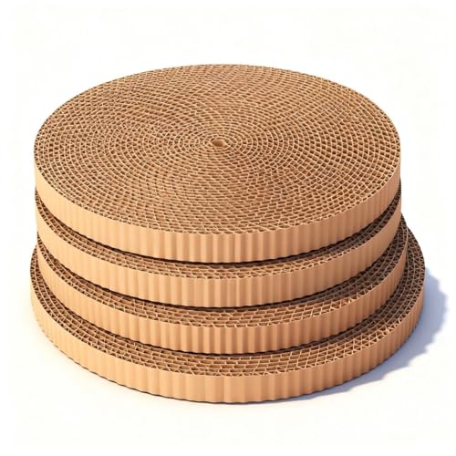 Extra Large Round Cat Scratcher Refill Pads - 15.7 Inch Diameter, 1 Inch Thick, Cardboard Scratching Board Replacement for Cats, 4 Pack - color: 4-Pack Refills