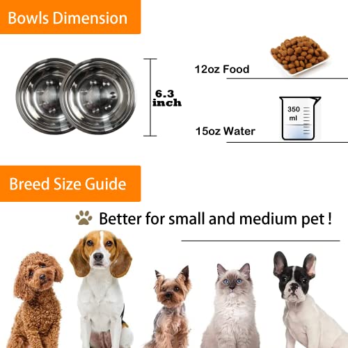 Stainless Steel Dog Bowls with Silicone Mat, Non-Skid Pet Feeder, No-Spill Design, Rust-Resistant Cat Dishes, Easy to Clean, Grey