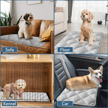 Magik & Kover Dog Crate Pad 2 Pack (30" x 19"), Soft Dog Crate Mat with Anti-Slip Bottom, Machine Washable Kennel Pad, Fits 30 Inch, Grey - size: 30 x 19 Inch