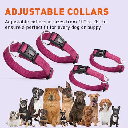 Dogline 5/8 x 11 to 17" Comfort Microfiber Soft Padded Pet Puppy Dog Collar, Small/Medium, Pink - color: Pink, size: Small/Medium