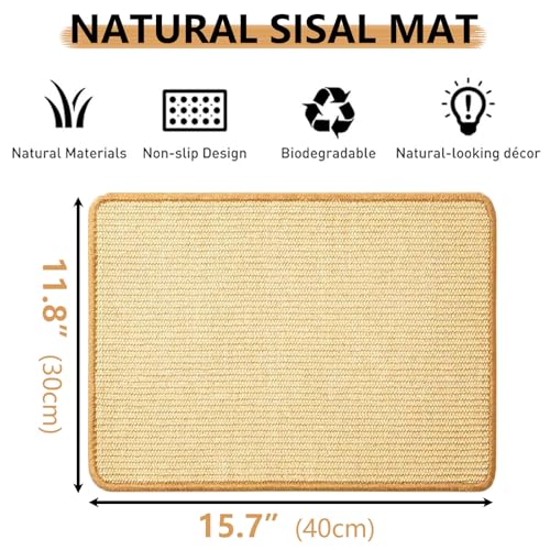 Oncpcare 2PCS Rabbit Scratch Mat Natural Bunny Scratching Pad Claws and Teeth Care Rabbit Mats for Cages Chew Toys for Bunny Pet Cage Bedding for Biting Sleeping Nesting, 16x12 - size: 16"x12"
