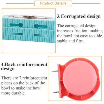 kathson Crate Dog Bowl, Removable Stainless Steel Hanging Pet Cage Bowl Food & Water Feeder Coop Cup for Cat, Puppy, Birds, Rats, Guinea Pigs (2pcs, Pink and Blue) - color: Pink, Blue, size: 2 PCS