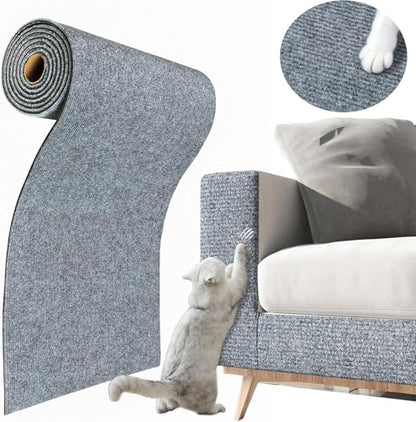 ReWallpaper 24inx6.5ft Cat Scratch Pad Large Sisal Textured Grey Cuttable Carpet Roll for Wall Window Sill Bedside Floor Area Furniture Covering Durable Cat Scratching Mat Self Adhesive Pet Claw Guard - size: 24in x 6.5ft