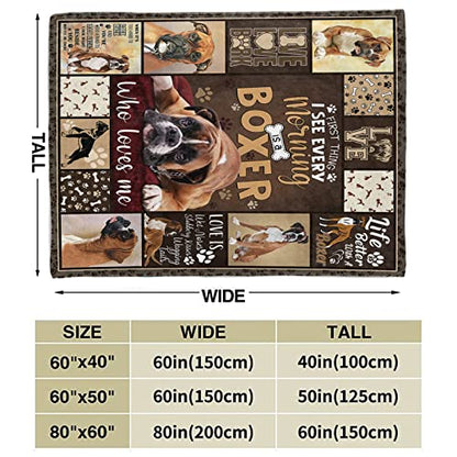 Tupmnbry Boxer Dog Blanket Cute Puppy Throw Blanket Super Soft Flannel Throw Blanket Lightweight Fluffy Plush Fuzzy Bed Blanket for Cute Pet 60"X80" - color: Boxer, size: 60"X80"