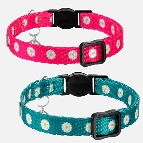 CollarDirect Cat Collar Breakaway with Removable Bell Set of 2 PCS - color: Pink & Green