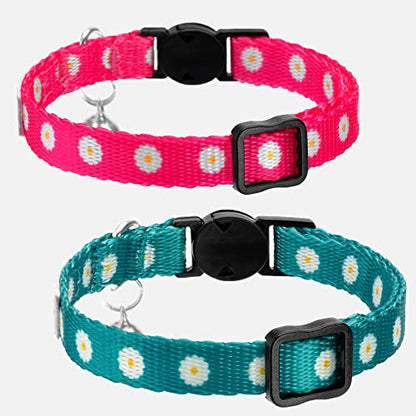 CollarDirect Cat Collar Breakaway with Removable Bell Set of 2 PCS - color: Pink & Green