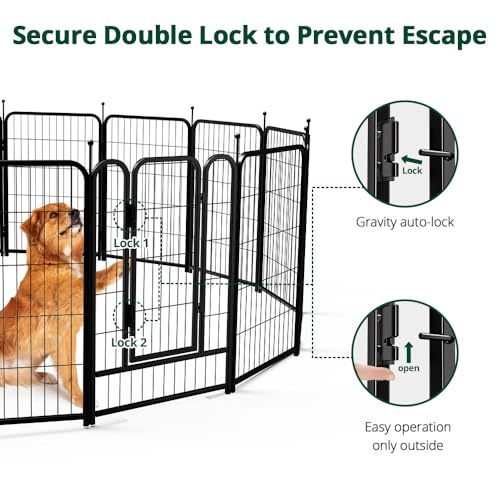 PawGiant Dog Fence Playpen 24”/32”/40” Indoor Outdoor for Small/Medium/Large Dogs, Metal Pet Puppy Cat Exercise Fencing Gate Crate Cage Outside RV, Camping, Yard, Garden (16 Panel, 27" W x 40" H) - style: 16 Panel