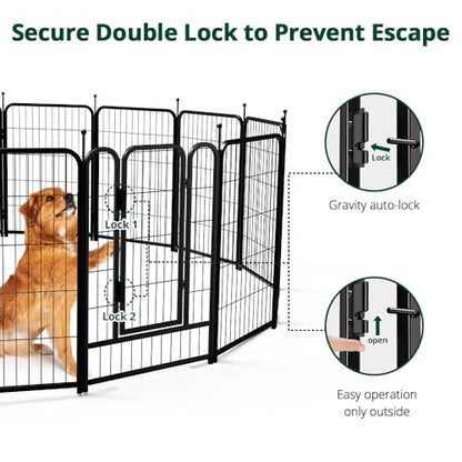 PawGiant Dog Fence Playpen 24”/32”/40” Indoor Outdoor for Small/Medium/Large Dogs, Metal Pet Puppy Cat Exercise Fencing Gate Crate Cage Outside RV, Camping, Yard, Garden (16 Panel, 27" W x 40" H) - style: 16 Panel