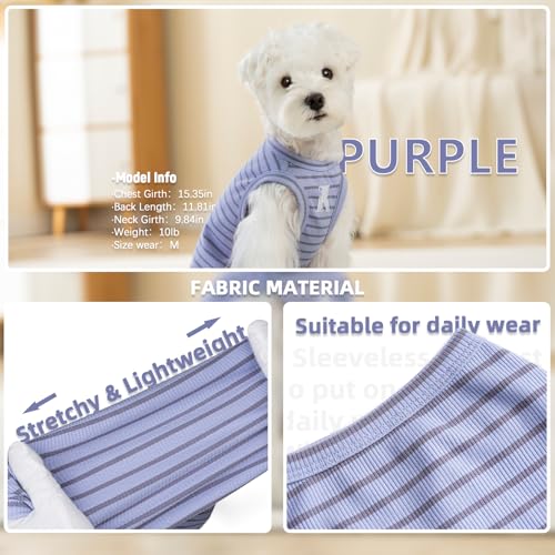 Dog Shirt 2 Pack Breathable Sleeveless Vest, Stretchy & Soft, Purple & Vivid Green, Size XL - color: Purple + Vivid Green, size: XL-(15~24lb) | Chest(~20.8")