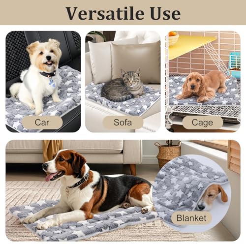 4 Pcs Washable Dog Bed Crate Mat Pad Replaceable Reversible Kennel Pad for Crate Pet, Sleeping Mat for Small, Medium, Large Dog Machine Washable(16.14 x 24 x 1.2 Inch, Pink, Gray)
