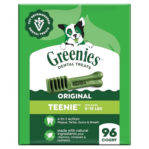Greenies Veterinarian-Recommended Adult Natural Dental Dog Treats Teenie Size, Dog Dental Chews, Original Flavor, 27 oz. Pack, 96 Count - size: 96 Count (Pack of 1)