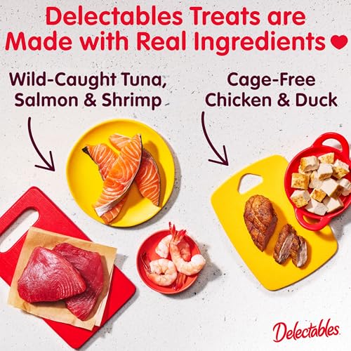 Delectables Lickable Spoon Handheld Wet Cat Treats Made with Real Chicken & Salmon, Quick & Easy Creamy Puree, Mess Free, Grain-Free, No Added Fillers, No by-Products, Variety Pack, 32ct - size: 0.35 Ounce (Pack of 32)