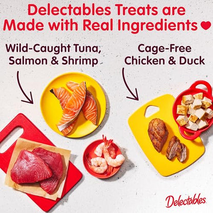 Delectables Lickable Spoon Handheld Wet Cat Treats Made with Real Chicken & Salmon, Quick & Easy Creamy Puree, Mess Free, Grain-Free, No Added Fillers, No by-Products, Variety Pack, 20ct - size: 0.35 Ounce (Pack of 20)
