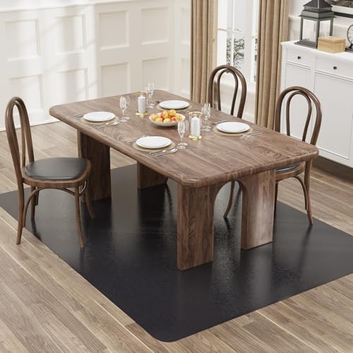 5'×8' Black Floor Mat for Under Dining Room Table, No Scratch Durable Plastic Area Rug for Kitchen, Waterproof Easy Flat Floor Protector for High Traffic Area - color: Black, size: 5' x 8' (Rectangular)