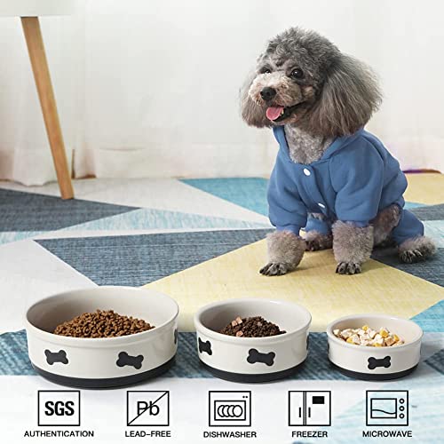 Sweejar Ceramic Dog Bowls with Bone Pattern, Dog Food Dish for Small Dogs, Porcelain Pet Bowl for Water 16 Fl Oz (White) - color: White, style: Bone Pattern, 2 Cups (16 Fl Oz)
