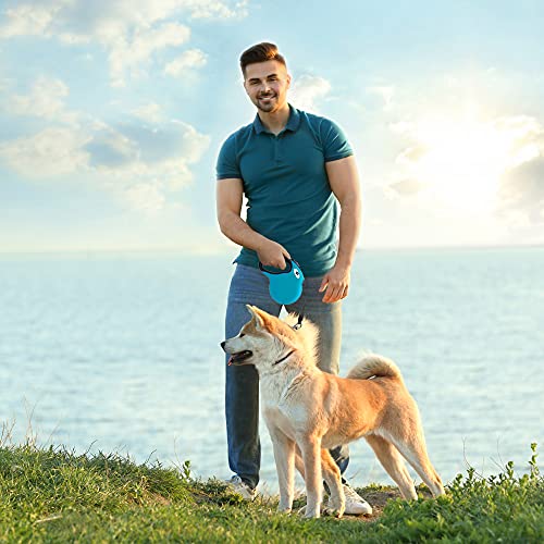 16 ft Retractable Dog Leash for Large Dogs up to 110 lbs,Tangle-Free Nylon Tape,Blue L - color: blue, size: Large