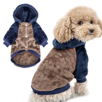 FabriCastle Dog Hoodie Sweater for Small Dogs Boy and Girl, Dog Clothes S XS XXS Puppy Sweatshirt, Pet Outfit, Cat Clothing Super Soft Warm Snap On Closure (Khaki-Navy, XX-Small) - color: Khaki-Navy, size: XX-Small