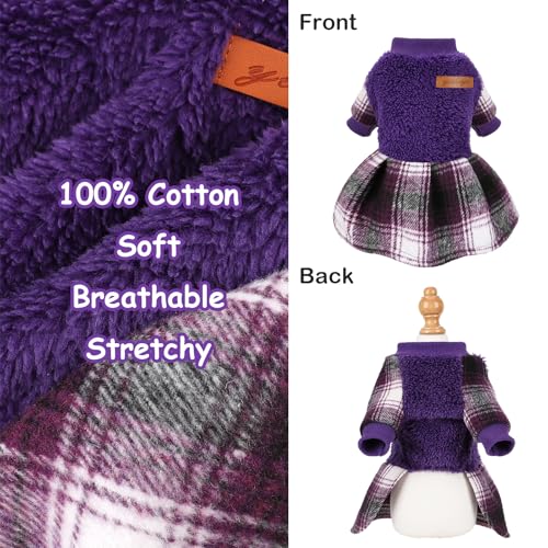 Dog Clothes for Small Dogs Girl Boy Dog Sweater Dress, Puppy Sweater Pet Clothes Shih Tzu Wedding Birthday Pink Plaid Dresses Holiday Festival Outfits (Purple, Small) - color: Purple, size: Small (Chest 15in )