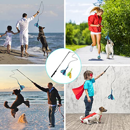 Flirt Pole for Dogs,Interactive Dog Toys for Chase and Tug of War,Durable Teaser Wand with Pet Fleece Rope Tether Lure Toy to Outdoor Exercise for Small Medium Large Dogs