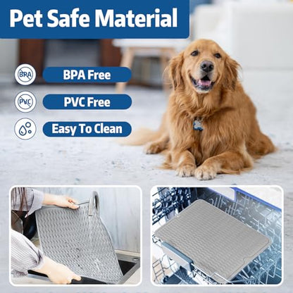 kactoily 1.47 Gal Stainless Steel Dog Water Bowl, 24 Cups Large No Spill Dog Bowl with Non-Slip Mats, Splash Proof Slow Water Drinking for Messy Drinkers - color: Grey
