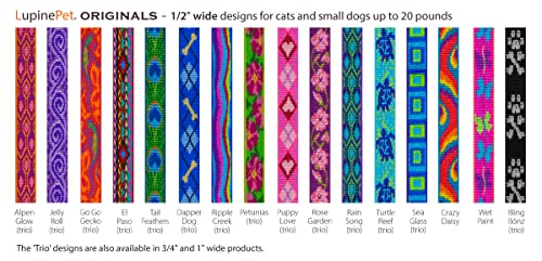 Lupine Cat Safety Collar 1/2" Wide Petunias adjusts 8-12" - size: Adjusts 8-12-inches no bell