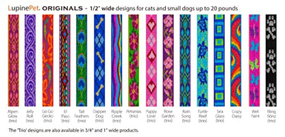 Lupine Cat Safety Collar 1/2" Wide Petunias adjusts 8-12" - size: Adjusts 8-12-inches no bell