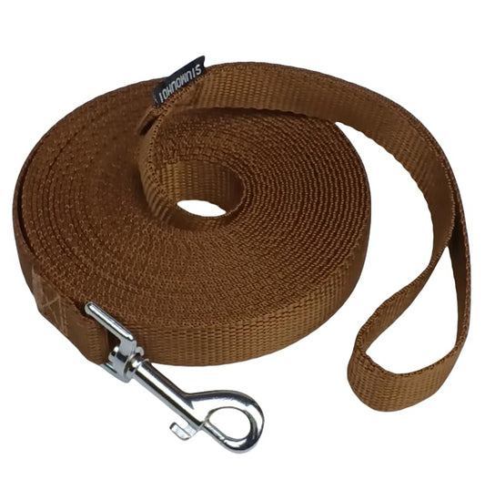 Dog/Puppy Obedience Recall Training Agility Lead - 15ft 20ft 30ft 40ft 50ft Training Leash - Great for Play, Camping, or Backyard (Brown, 15 Feet) - color: Brown, size: 15 Feet