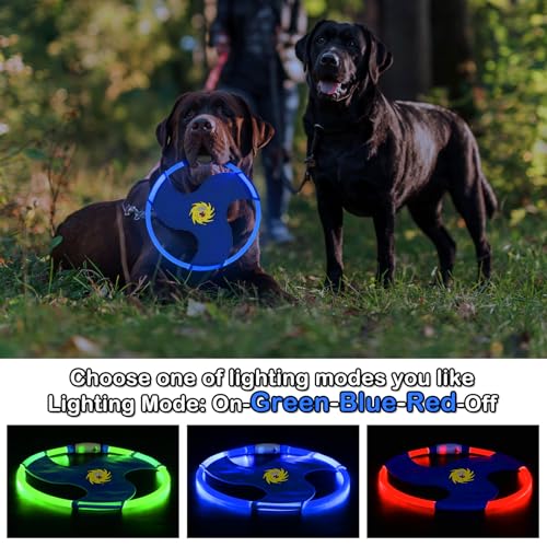 Dog Flying Disc Flyer Dog Toys, Glow in The Dark Nylon Dog Toy with 3 Light Models, Floating Dog Ring Toys for Physical Exercise, Pet Training Throwing Playing - color: Blue-2