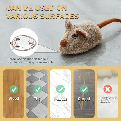 Cat Toys Squeaky Rechargeable Moving Mouse with Dynamic Magic Tail, Automatic Self Play Mouse Interactive Cat Toy for Indoor Cats, Kitten's Electric Multi-Mode Activated Mouse Toy (Brown) - color: Sienna Brown