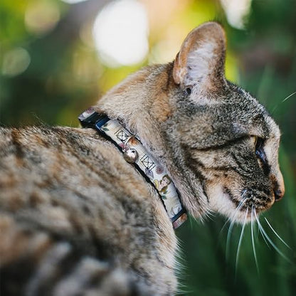Disney Breakaway Cat Collar with Bell, Plastic Clip, Easy Adjustable, Beauty and The Beast Belle Castle Pose with Script, 8.5 to 12 Inches 0.5 Inch Wide