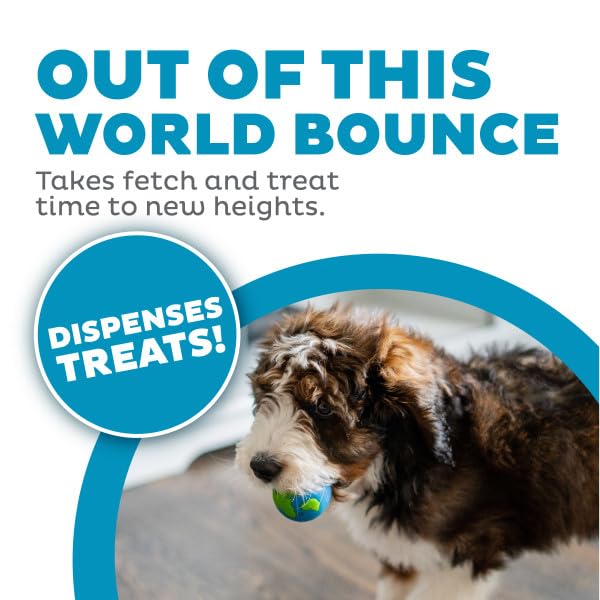 Outward Hound by Planet Dog Orbee-Tuff Planet Ball Blue/Green Treat-Dispensing Dog Toy, Medium