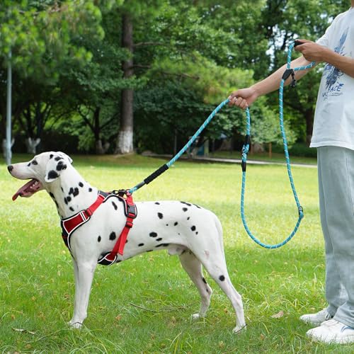 Cymiler Hands Free Dog Leash, 8 Ft Reflective Cross-Body Pet Rope Leashes with Sponge Handle, Heavy Duty Nylon, for Running, Hiking, Training, Waist Leash for Small Medium Large Dogs (Blue) - color: Blue