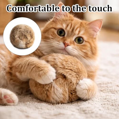 6 PCS Fake Rabbit Fur Ball Cat, Catnip Ball for Indoor Cats, Fake Rabbit Fur Balls for Stimulating Hunting Instincts and Interactive Bonding Play, Set of 3.15 Inch Balls