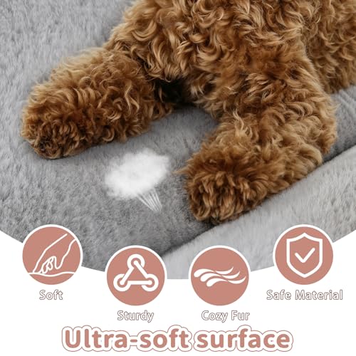 Dog Crate Bed Washable, Plush Anti-Slip Kennel Pad with Soft Flat Cushioning, Home Crate Use, Travel, and Training in Metal or Plastic Dog Cages, 24 x 18 Inch, Grey - color: Grey, size: 24.0"L x 18.0"W x 1.5"Th